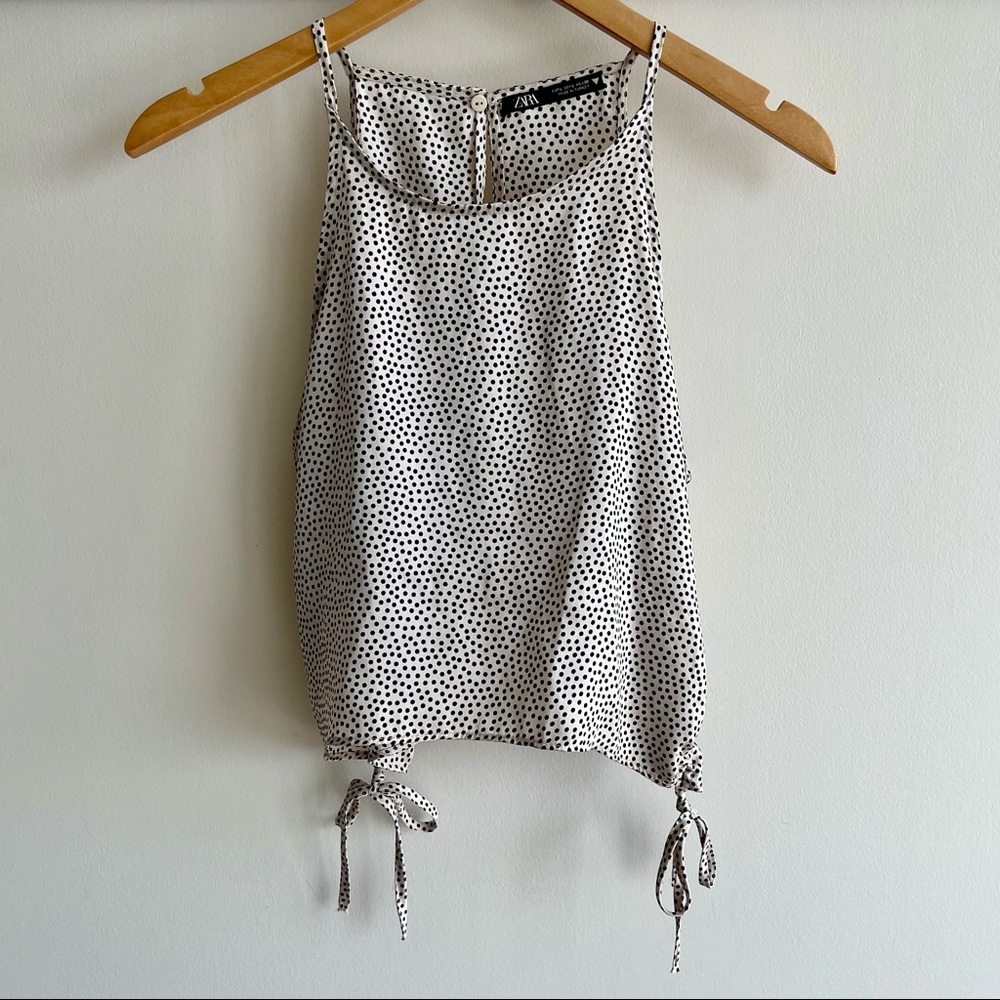ZARA | Beige/Black Dot Side-Tie Tank Top